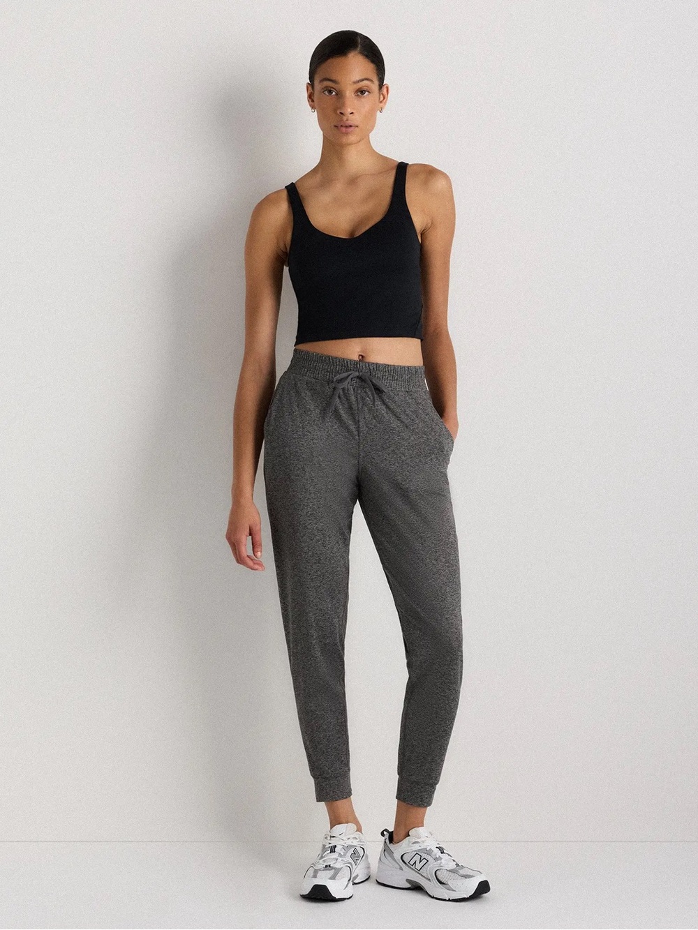 Quince Flowknit Midrise Joggers in Heather Grey - Picture 2 of 11